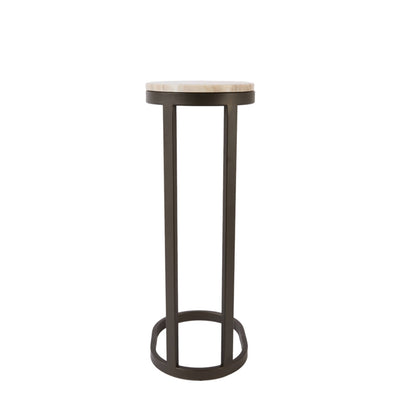Evan Rounded Marble Top Bronze Side Table