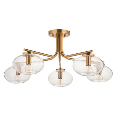 Nayeli Gold & Glass Semi Flush Ceiling Light