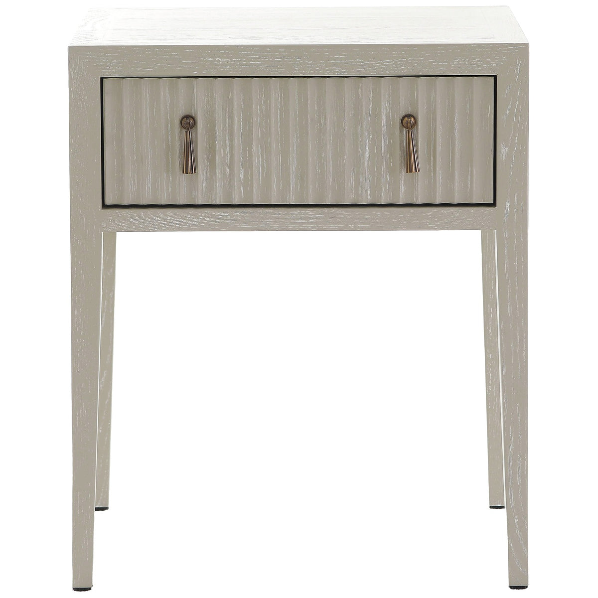 Lettos Whitewash Wooden Ribbed Front 1 Drawer Bedside Table