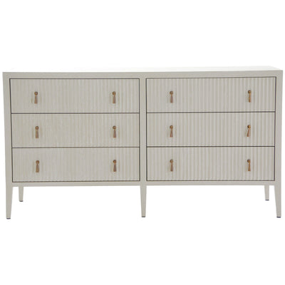 Lettos Whitewash Wooden Ribbed Front 6 Drawer Chest