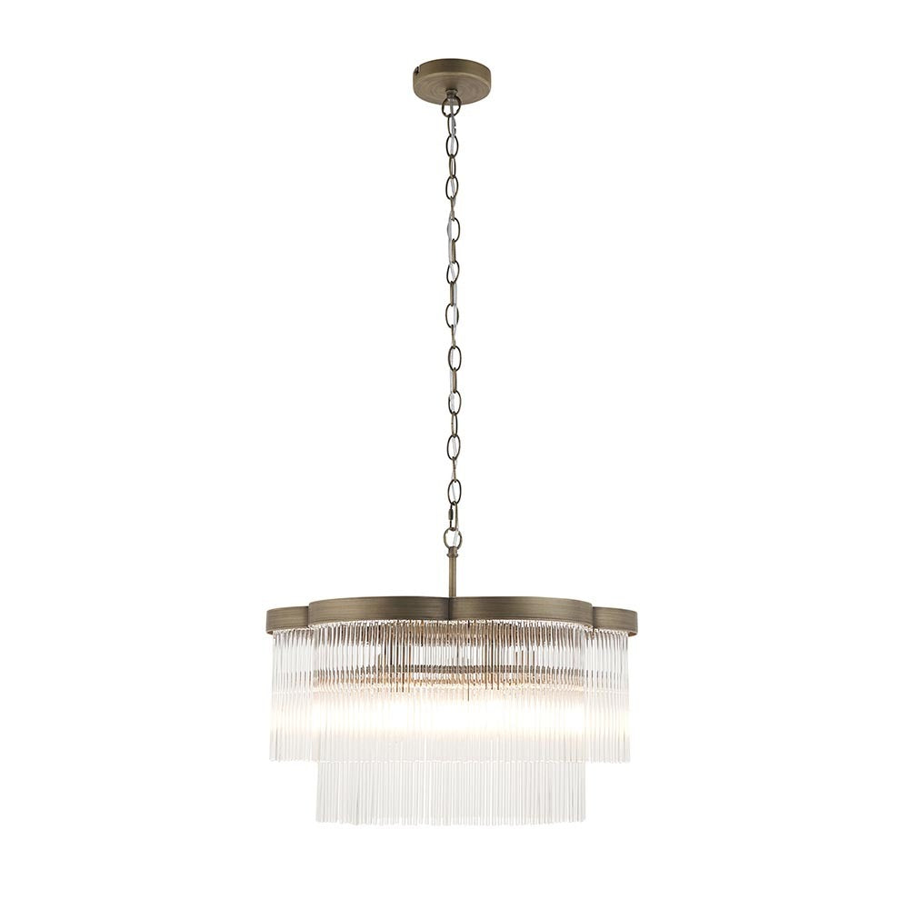 Luzia Large Scalloped Brushed Brass & Glass Pendant Ceiling Light