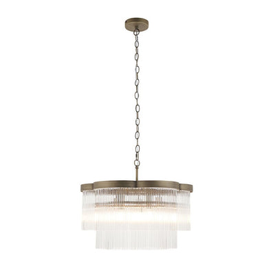 Luzia Large Scalloped Brushed Brass & Glass Pendant Ceiling Light