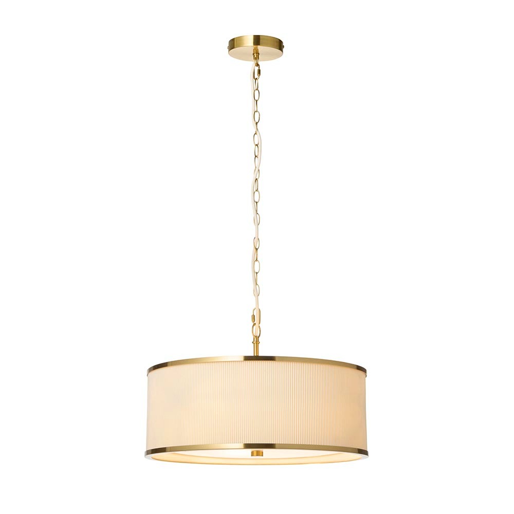 Alexis Cream Pleated & Gold 3 Light Ceiling Light
