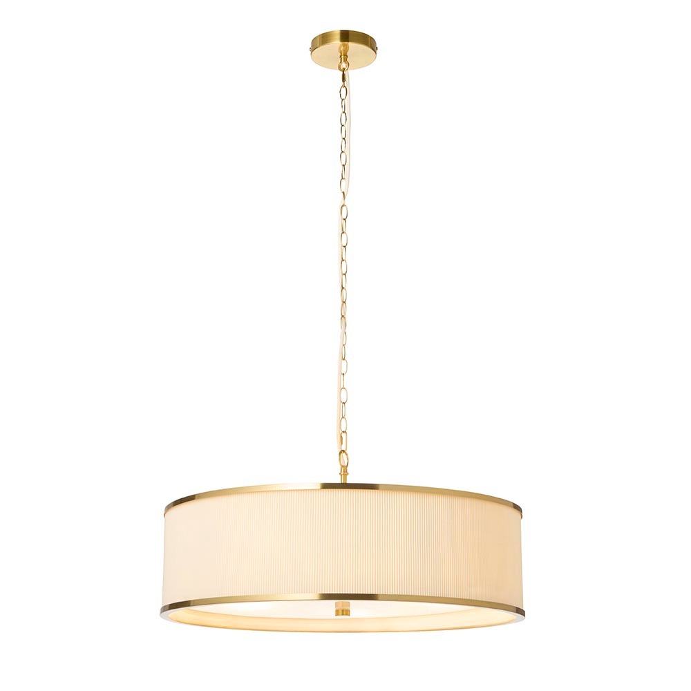Alexis Cream Pleated & Gold 5 Light Ceiling Light