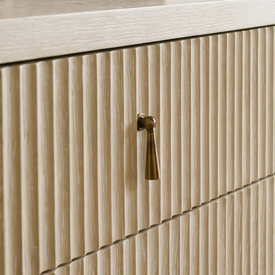 Lettos Whitewash Wooden Ribbed Front 6 Drawer Chest