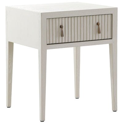 Lettos Whitewash Wooden Ribbed Front 1 Drawer Bedside Table