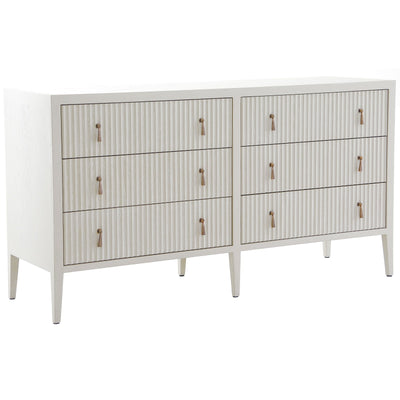 Lettos Whitewash Wooden Ribbed Front 6 Drawer Chest