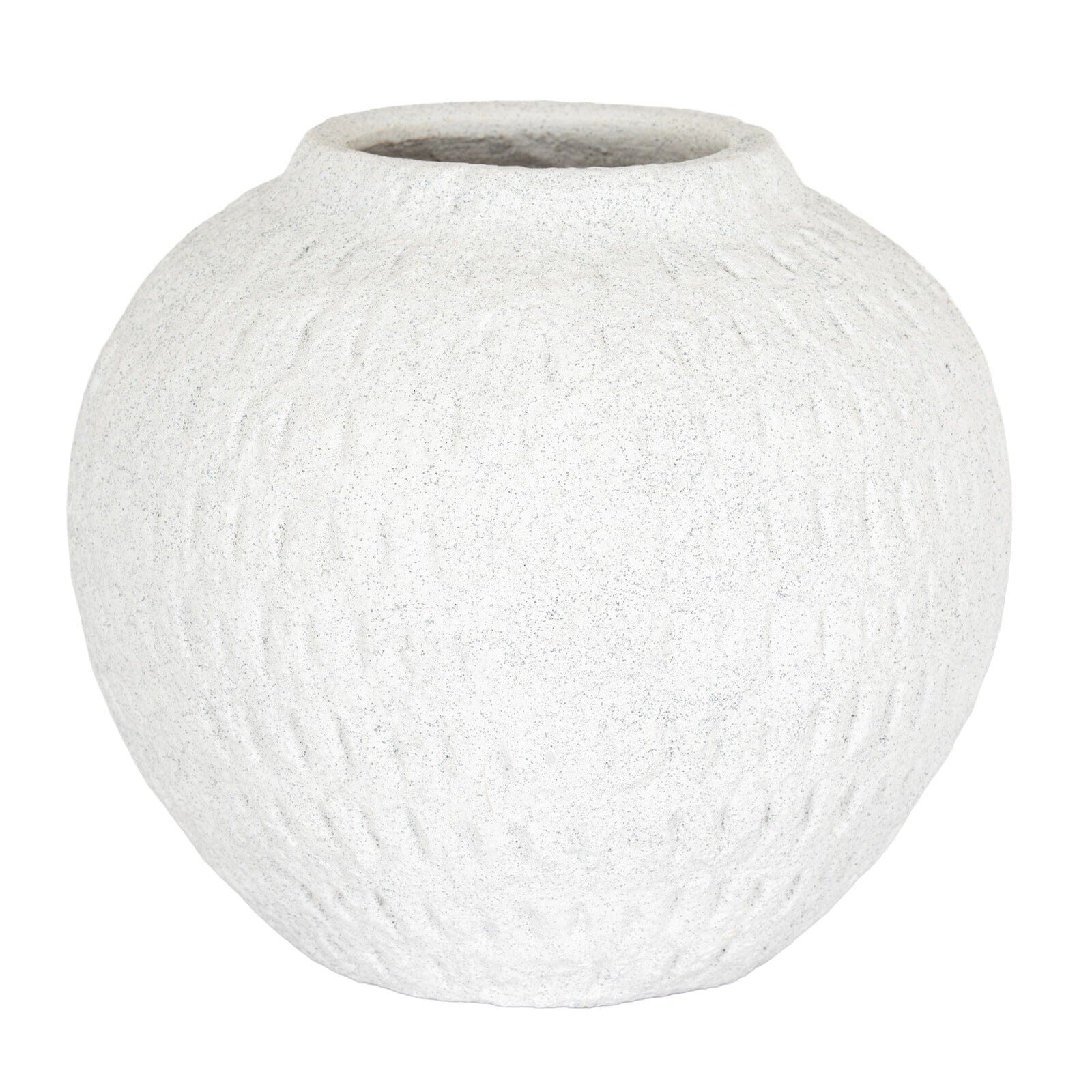 Immie White Stone Textured Round Vase Accessories 