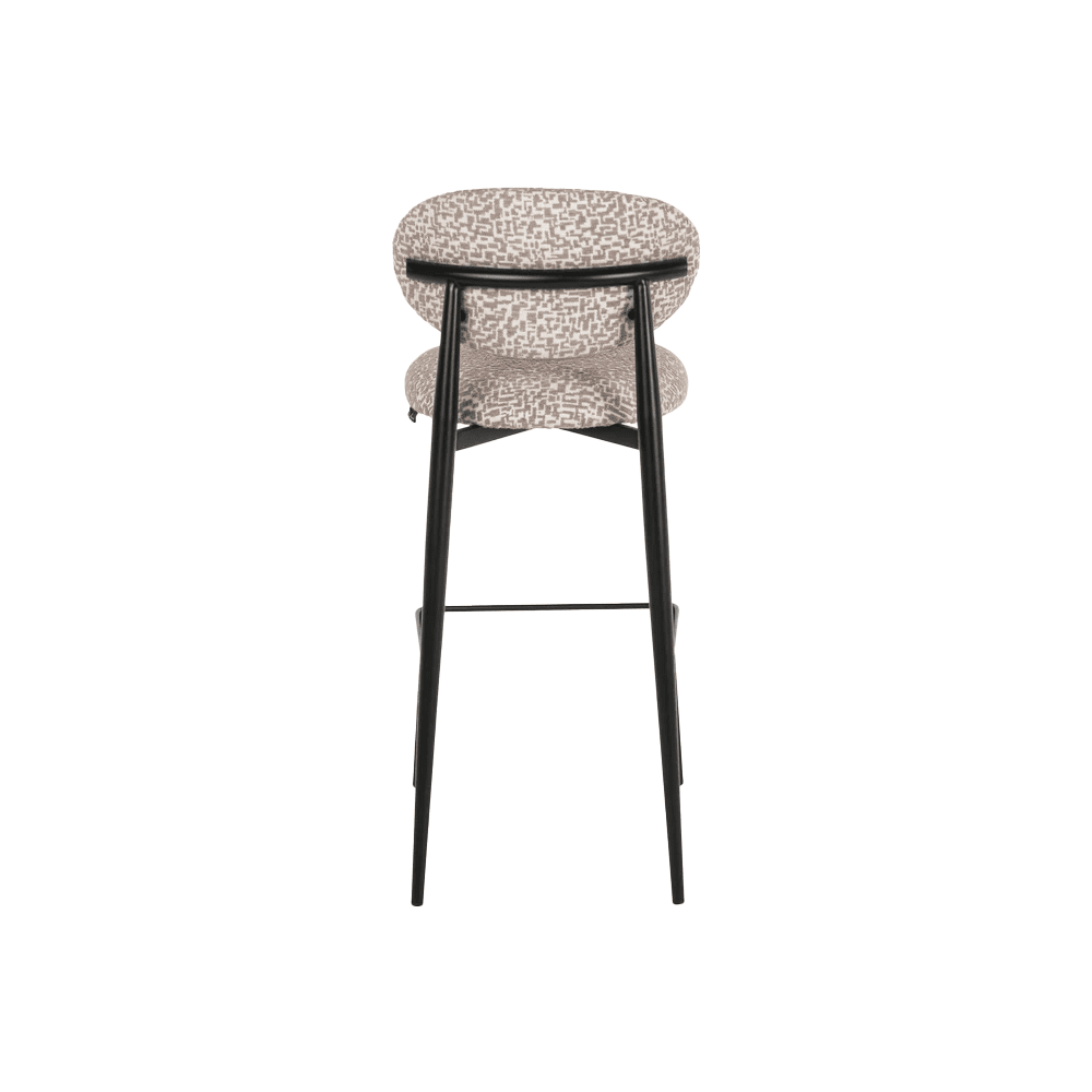Imogen Taupe & Cream Geometric Patterned Bar Stool with Black Legs Furniture 