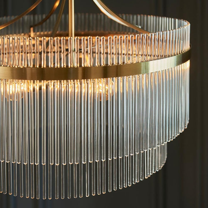In Stock - Abella 5 Light Gold & Glass Pendant Ceiling Light 