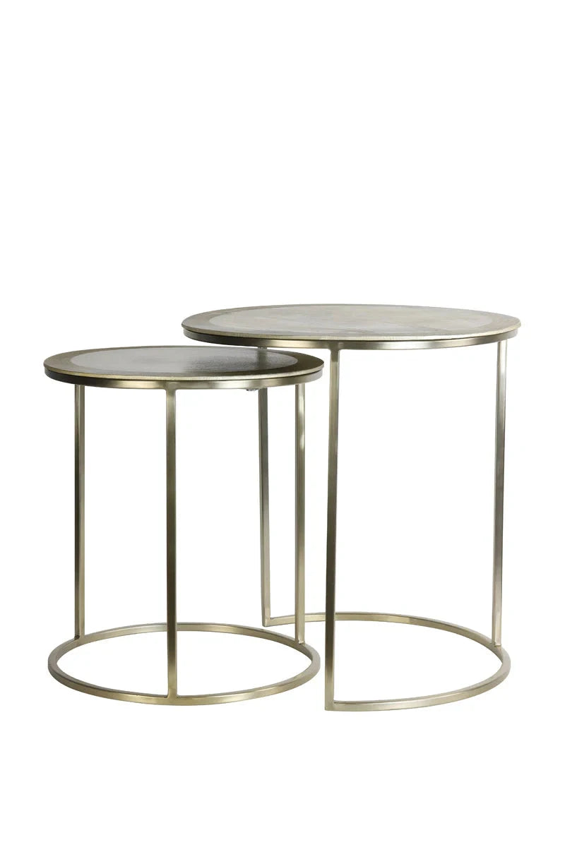 In Stock - Adele Light Gold Round Nested Metal Side Tables - Set of 2 Furniture 