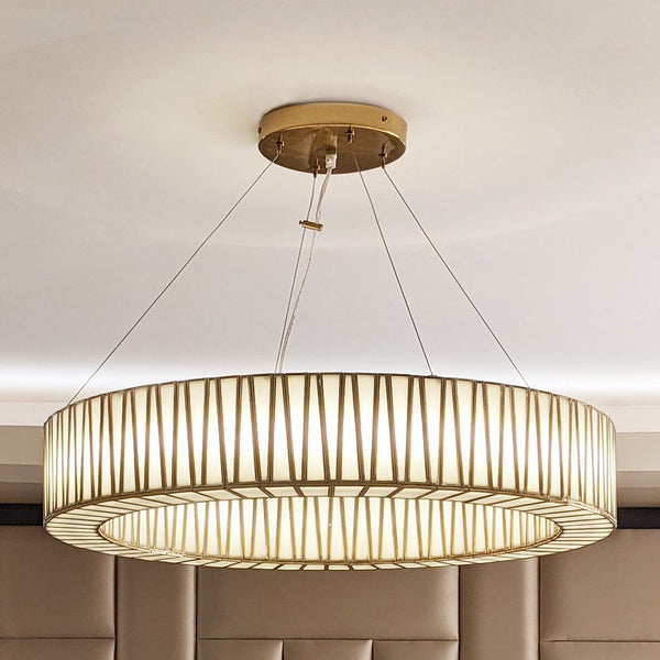 In Stock - Adeline Bronze Opaque Large Glass Chandelier 