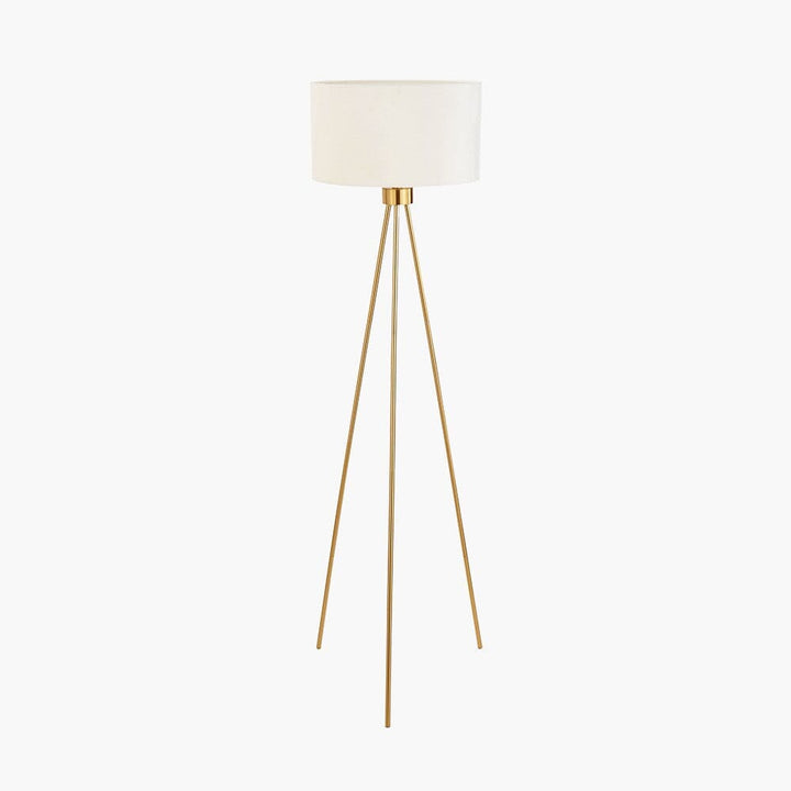 In Stock - Akira Gold Tripod Floor Lamp with Ivory Shade Lighting 