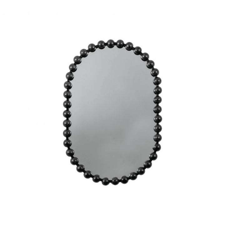 In Stock - Allure Black Oval Beaded Wall Mirror Accessories 