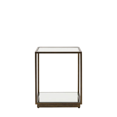 In Stock - Alpha Bronze & Glass Side Table with Mirrored Shelf Furniture 