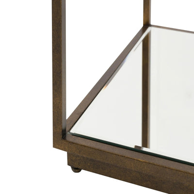 In Stock - Alpha Bronze & Glass Side Table with Mirrored Shelf Furniture 
