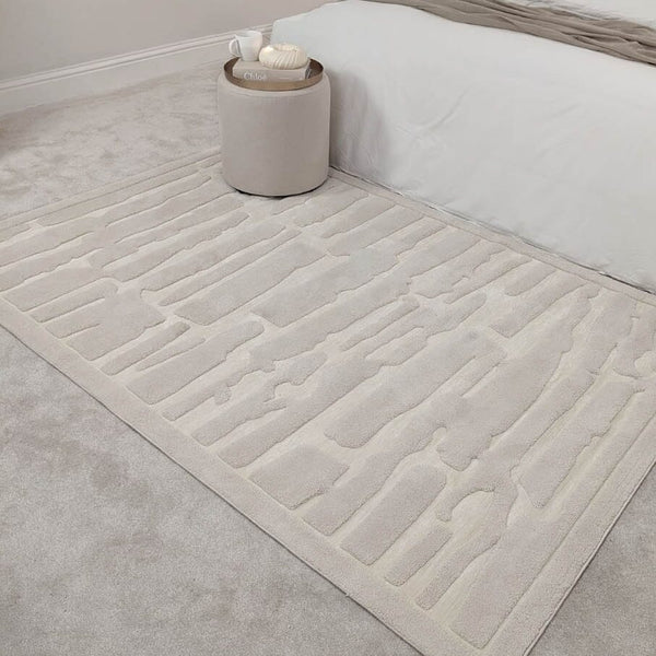 In Stock - Amore Ivory Textured Abstract Rug 120 x 170cm Textiles 