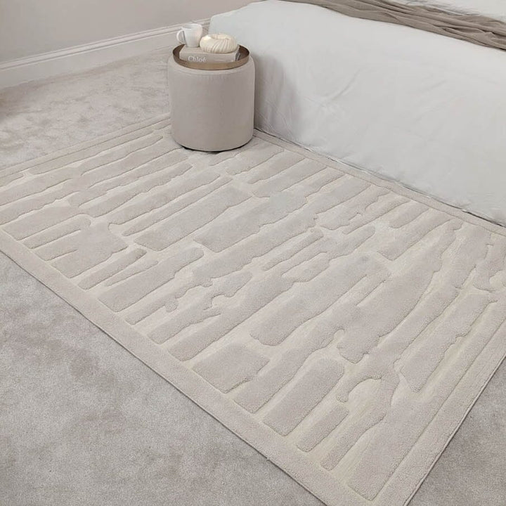 In Stock - Amore Ivory Textured Abstract Rug 120 x 170cm Textiles 