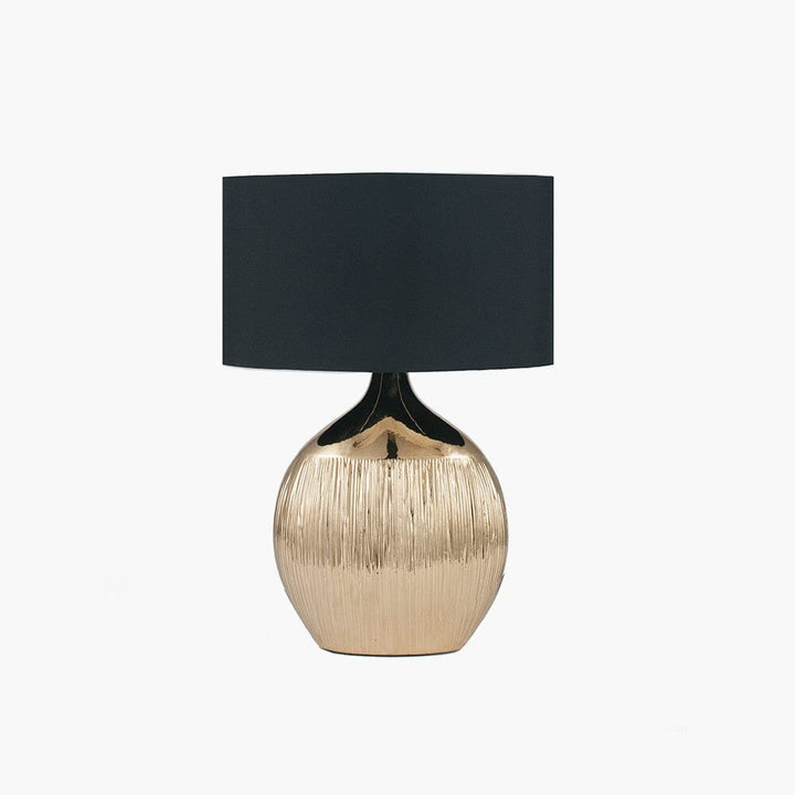 In Stock - Andros Rounded Gold Table Lamp with Black Shade 