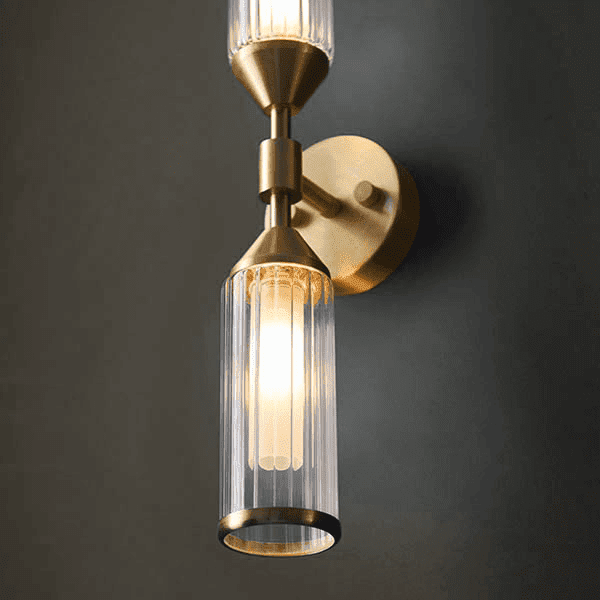 In Stock - Apollo Gold & Glass Double Wall Light Lighting 