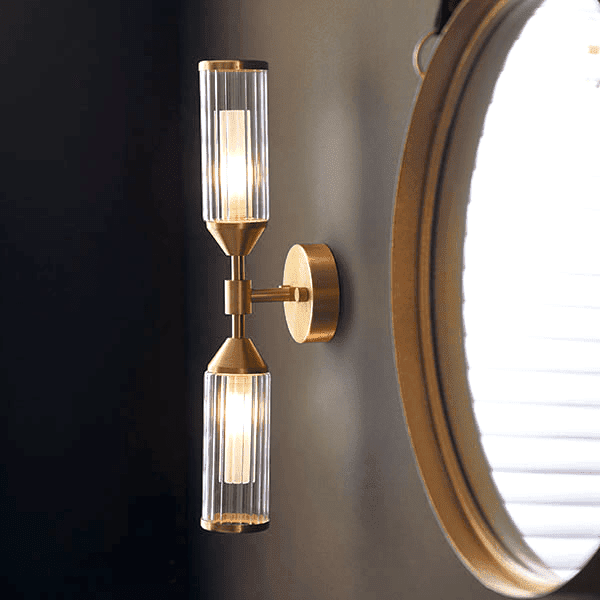 In Stock - Apollo Gold & Glass Double Wall Light Lighting 