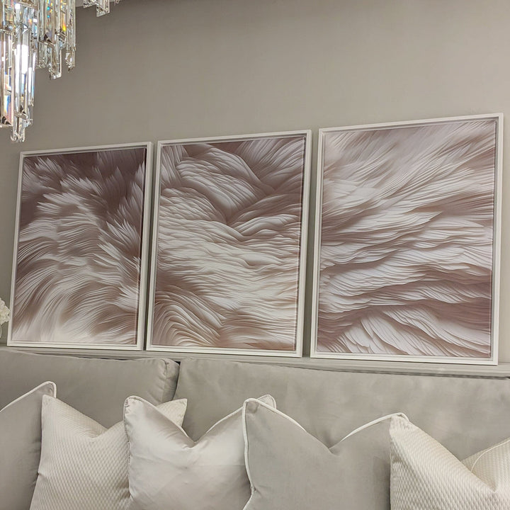 In Stock - Aquaria Heavenly Feather Neural Framed Wall Art - Set of 2 - 60 x 80cm Accessories 