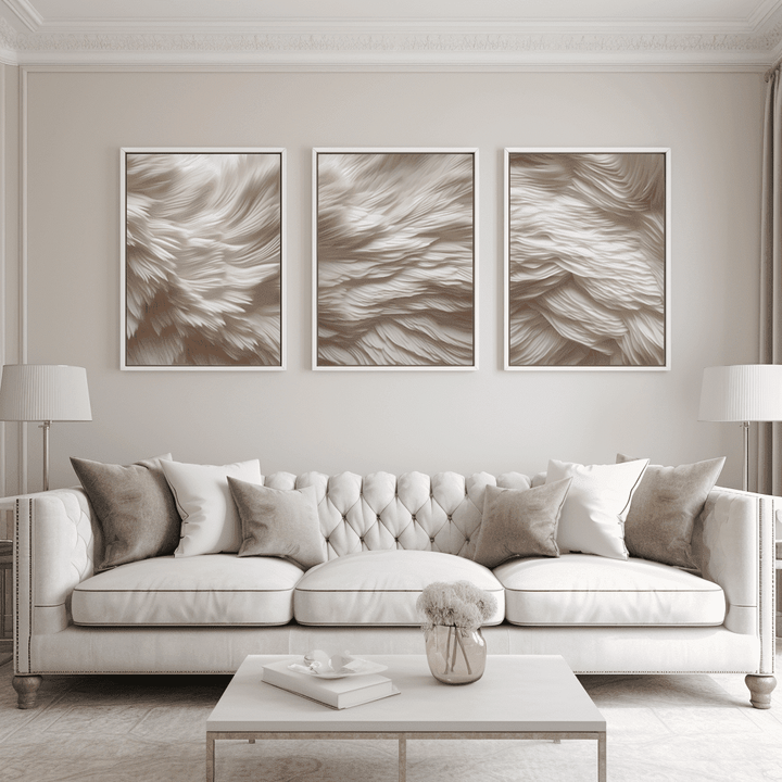 In Stock - Aquaria Heavenly Feather Neural Framed Wall Art - Set of 2 - 60 x 80cm Accessories 