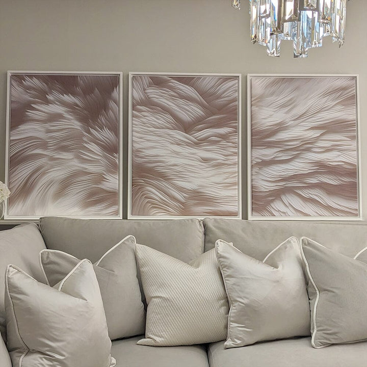 In Stock - Aquaria Heavenly Feather Neural Framed Wall Art - Set of 2 - 60 x 80cm Accessories 