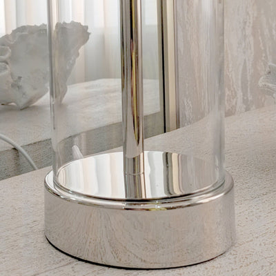 In Stock - Azure Silver & Glass Large Table Lamp Lighting 