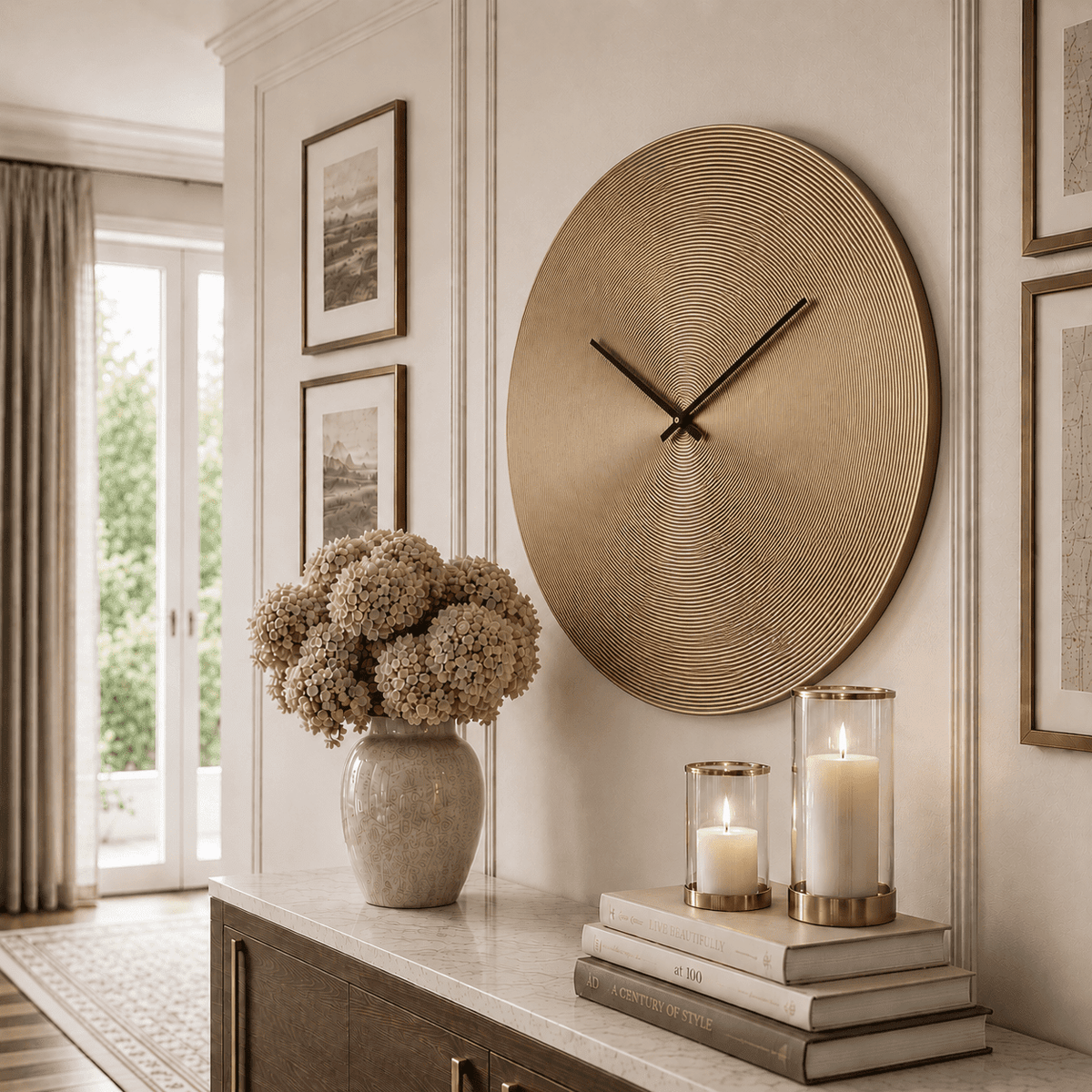 In Stock - Berlin Round Gold Wall Clock Accessories 
