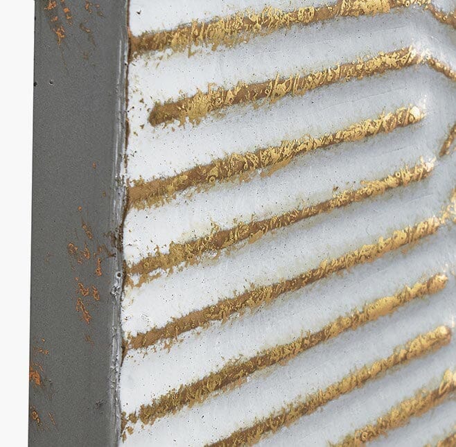 In Stock - Bliss White & Gold Large Textured Metal Wall Art Accessories 