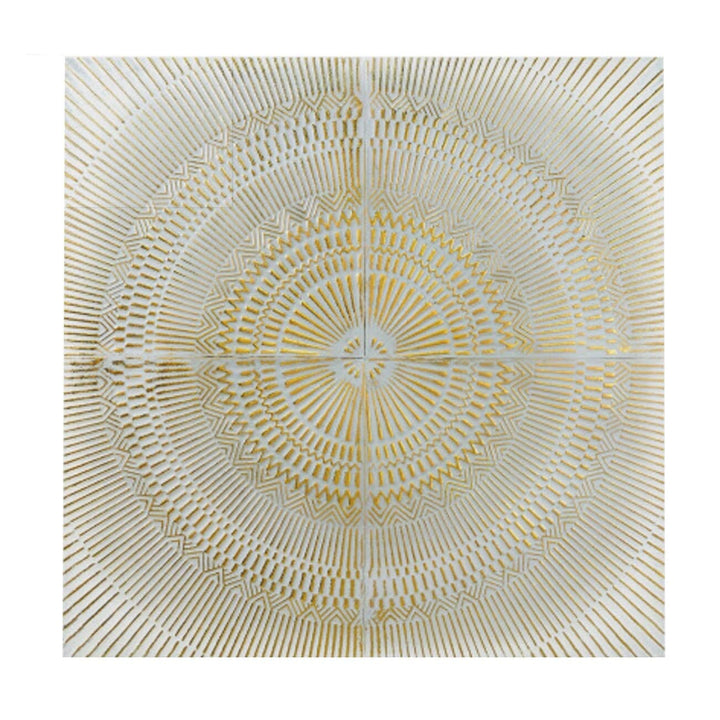 In Stock - Bliss White & Gold Large Textured Metal Wall Art Accessories 