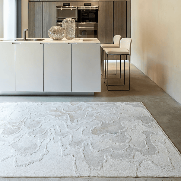 In Stock - Casablanca Neutral Luxury Metallic Marble Effect Rug - 120x180cm 
