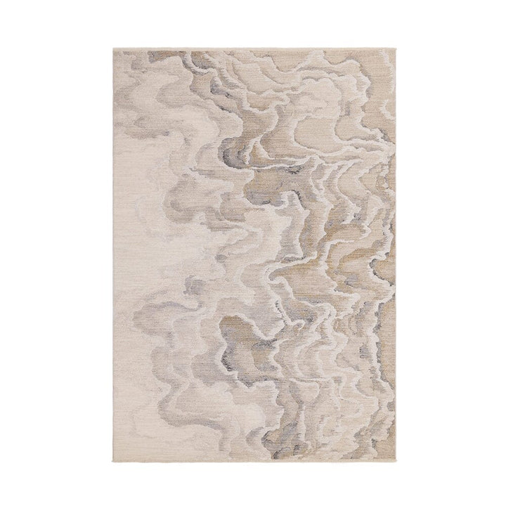 In Stock - Casablanca Neutral Luxury Metallic Marble Effect Rug - 120x180cm 