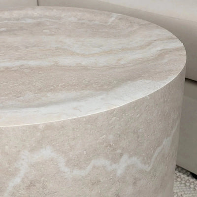 In Stock - Celeste Round Neutral Marble Effect Coffee Table Furniture 