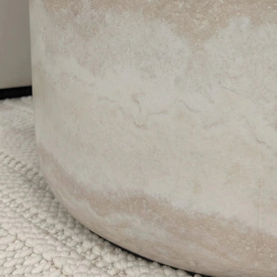In Stock - Celeste Round Neutral Marble Effect Side Table Furniture 