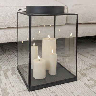 In Stock - Chai Large Black Metal & Glass Lantern Accessories 