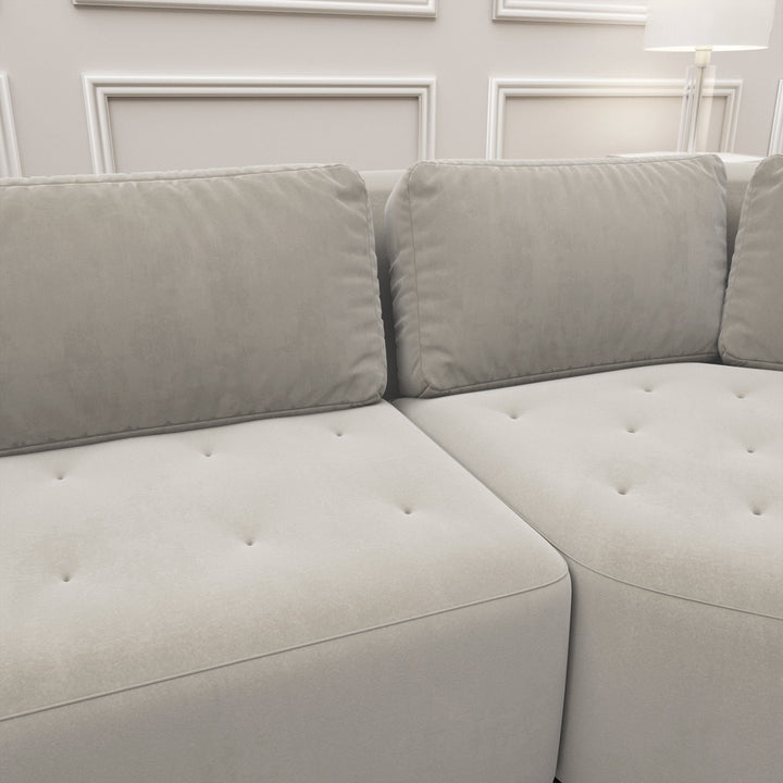 In Stock - Cuddle XL Luxury Mist Grey Velvet Angled U Shape Sofa MTO Sofa 