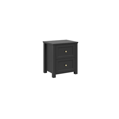 In Stock - Cynthia Black 2 Drawer Bedside Table with Gold Handles Furniture 