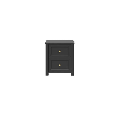 In Stock - Cynthia Black 2 Drawer Bedside Table with Gold Handles Furniture 