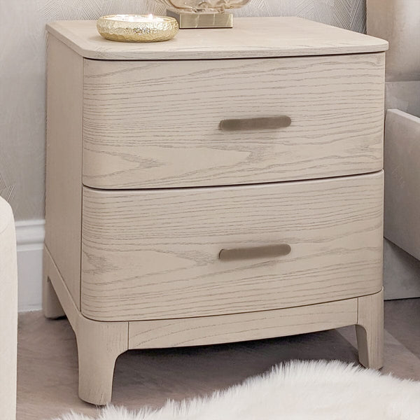 In Stock - Dahlia Lightwash Wood 2 Drawer Bedside Table Furniture 