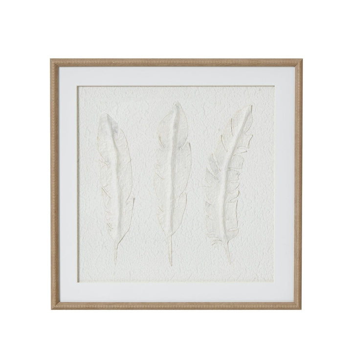 In Stock - Delilah Square White Feathers Textured Framed Wall Art 