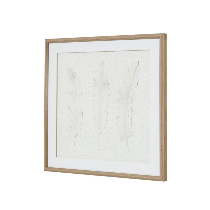 In Stock - Delilah Square White Feathers Textured Framed Wall Art 