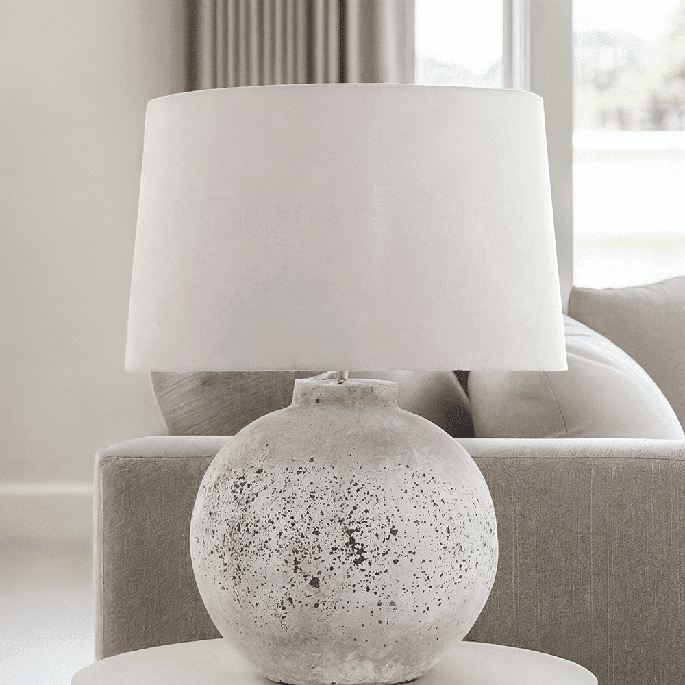 In Stock - Dorchester Large Stone Ceramic Rounded Table Lamp with Neut ...