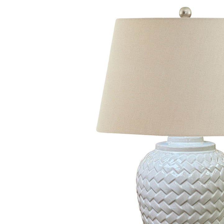In Stock - Dune Large Ceramic Woven Effect Table Lamp 
