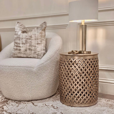 In Stock - Duvali Gold Round Side Table Furniture 