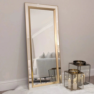 In Stock - Eloise Gold Framed Leaner Wall Mirror Accessories 