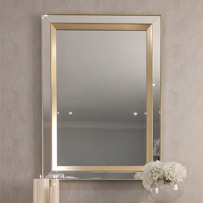 In Stock - Eloise Gold Framed Rectangular Wall Mirror Accessories 
