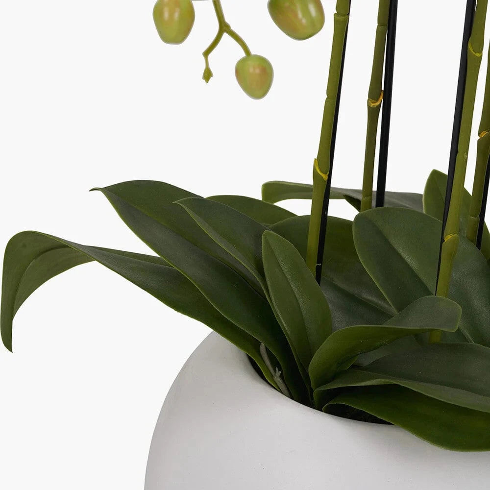 In Stock Floor Standing White Faux Potted Orchid Decorative Floral Accessories 