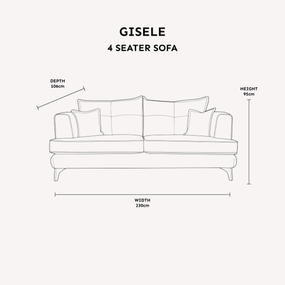 In Stock - Gisele Oyster & Taupe Textured Chenille 4 Seater Sofa with Walnut Legs Sofa 